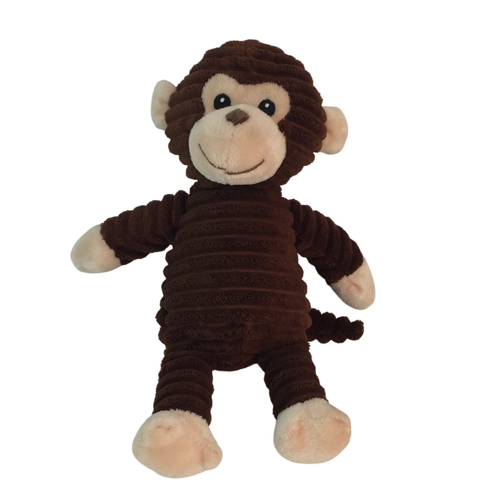 Walmart Monkey Plush 10" Brown Ribbed‎ Corduroy Texture Stuffed Animal Toy